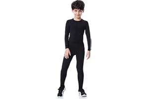 LNJLVI Boys Thermal Underwear Set Crew Neck Base Layer Long Sleeve Shirt Leggings 2 Pcs