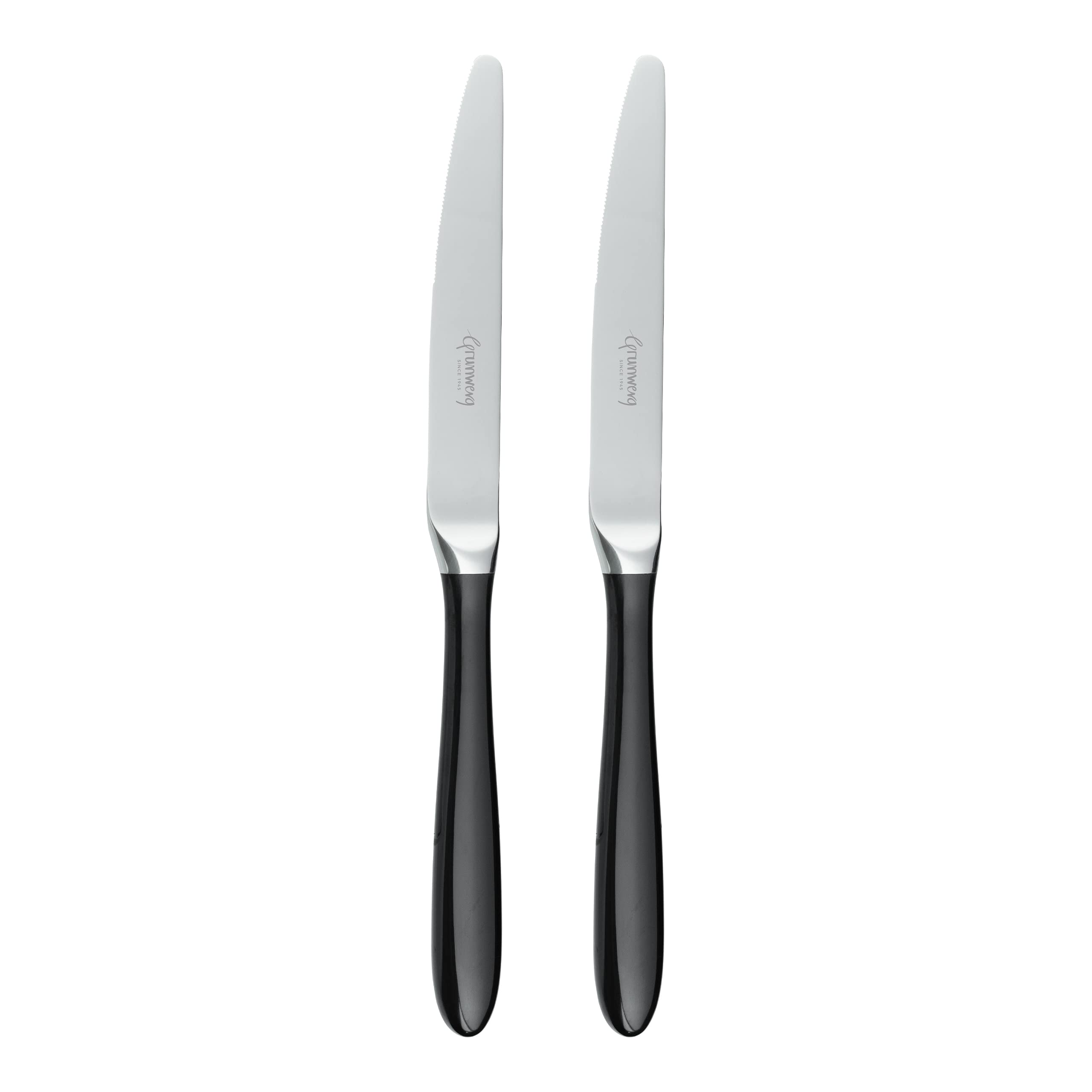 Grunwerg Yin & Yang Table Knives 2TAK650BK, 18/10 Stainless Steel, Set of 2, Black
