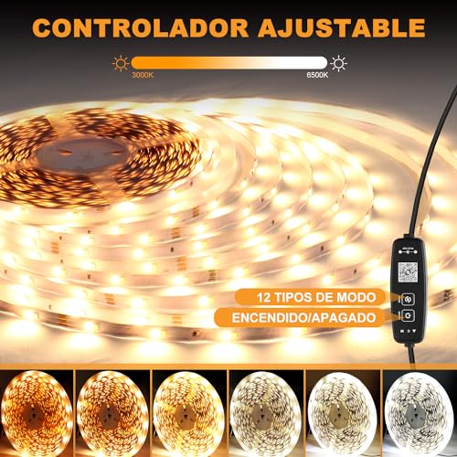 TENDIST 10M White Led Strip, 3000K-6500K Warm White to Cool White, Smart App Led Strip, 24V for Indoor Decoration (3000-6500, 10m)