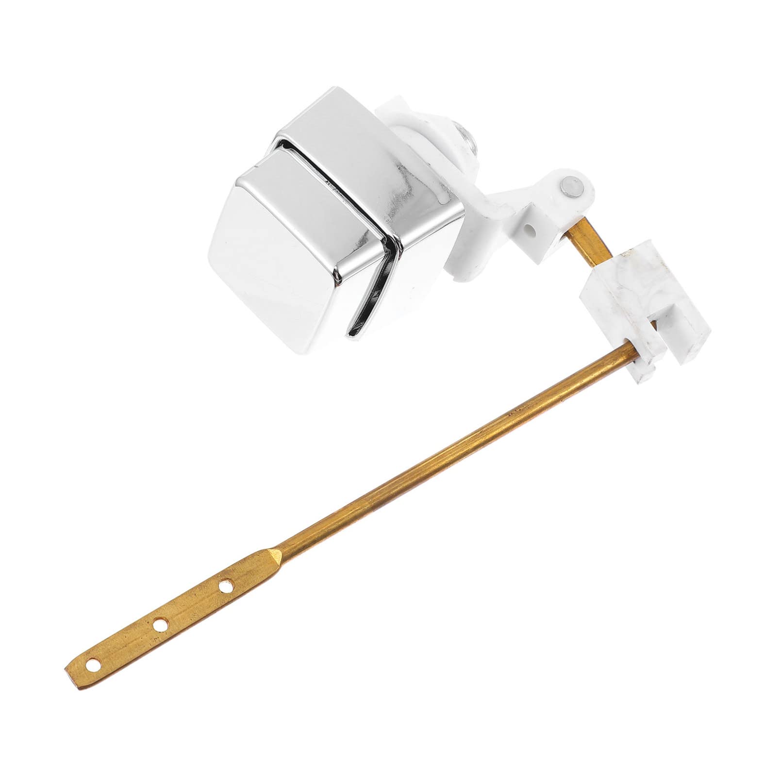 Toilet Flush Tank Lever Button Toilet Handle Tank Flush Lever Push- Button Side Mount Toilet Handle Replacement Levers for Toilet Tank Accessories (Silver)