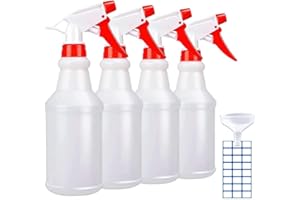 JohnBee Empty Spray Bottles (16oz/4Pack) - Adjustable Spray Bottles for Cleaning Solutions - No Leak and Clog - HDPE spray bottle For Plants, Pet, Vinegar, BBQ, and Rubbing Alcohol.