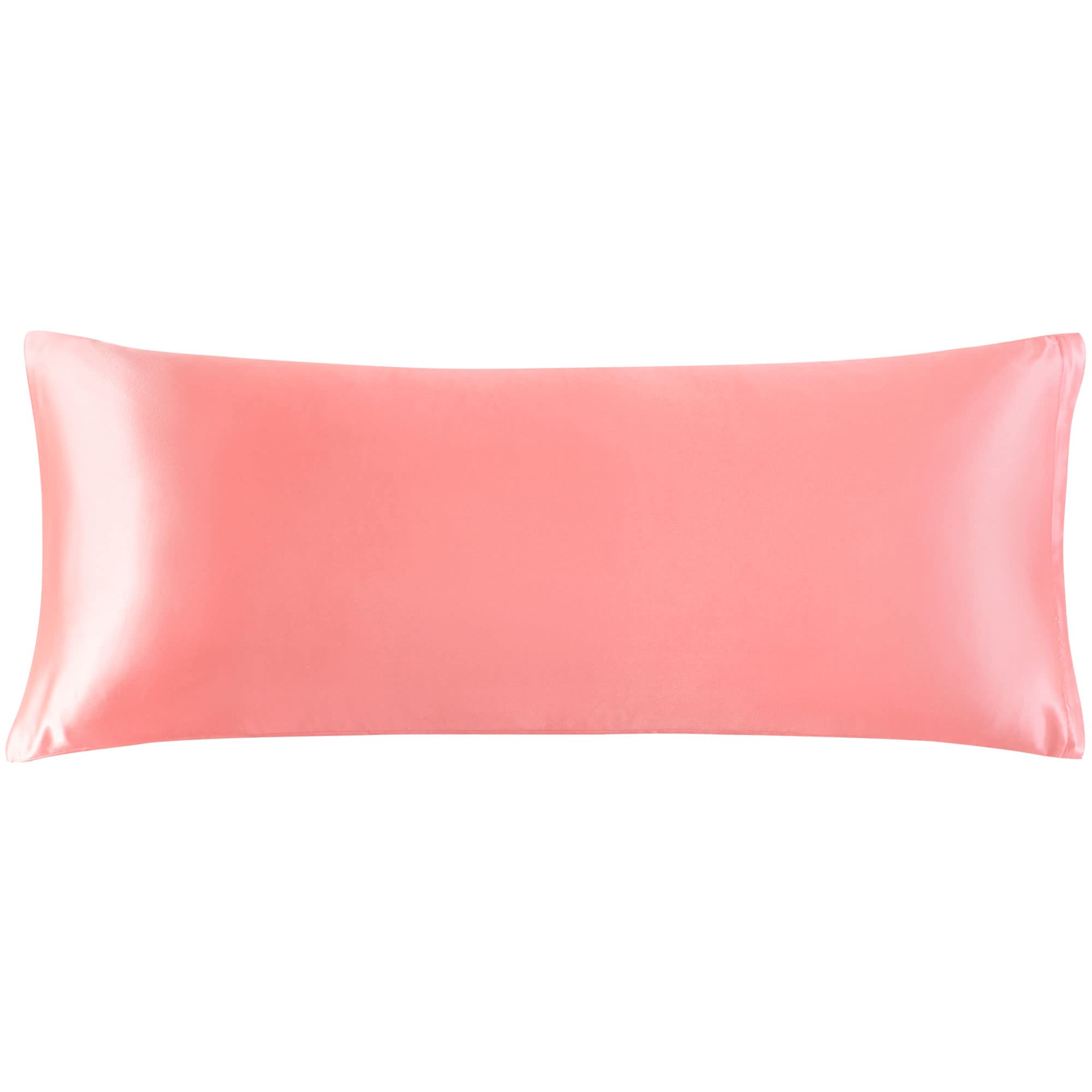 PiccoCasa Satin Body Pillowcase for Hair and Skin, Luxury Silk Satin Long Pillow Cover Smooth Soft Satin Body Pillow Cover with Zipper Closure Light Coral 4ft 6 — image 1