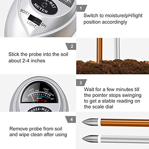 image for Jellas Soil Moisture Meter - 3 in 1 Soil Tester Plant Moisture Sensor 