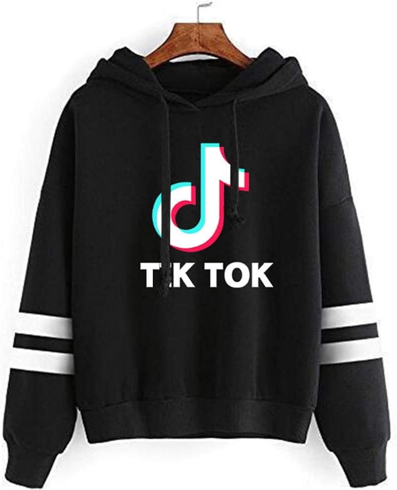 TIK TOK Stripe Long Sleeve Hoodie Pullover Sweatshirt Pullover Amazon