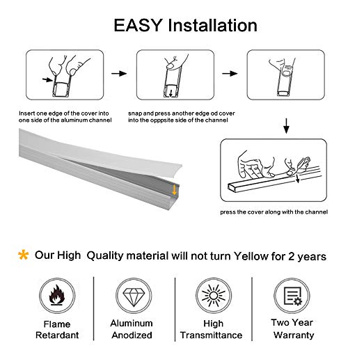 hunhun 10-Pack 3.3ft/1Meter Plus-Size U Shape LED Aluminum Channel System with Milky Cover, End Caps and Mounting Clips, Aluminum Profile for LED Strip Light, Special for Philips Hue Strip