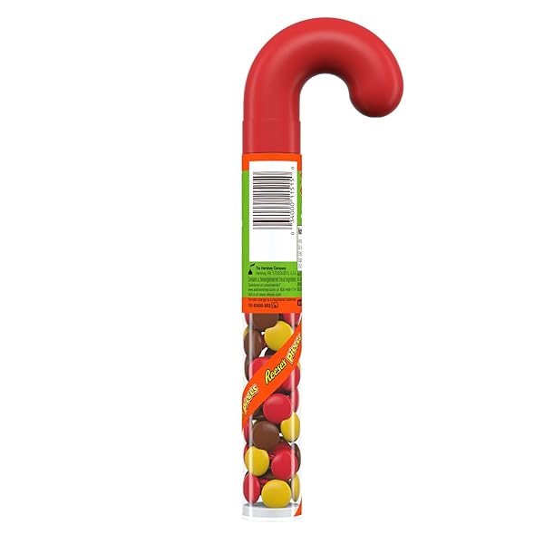 REESE’S PIECES PEANUT BUTTER IN A CRUNCHY SHELL, CHRISTMAS CANDY PLASTIC CANE, 1.4 OZ