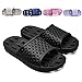 Xomiboe Mens Shower Shoes for College Dorm Room Essentials Student Boy Women Bathroom Slippers Shower Sandals Slides With Holes Quick Dry Man Non Slip Guys Hotel Male Bath (Black,EU40-41)