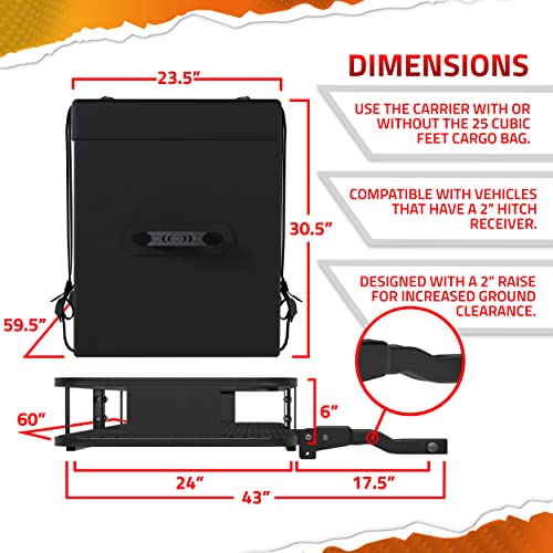 Mockins 60x24x6 XL Folding Cargo Carrier Hitch Mount 500lb Capacity