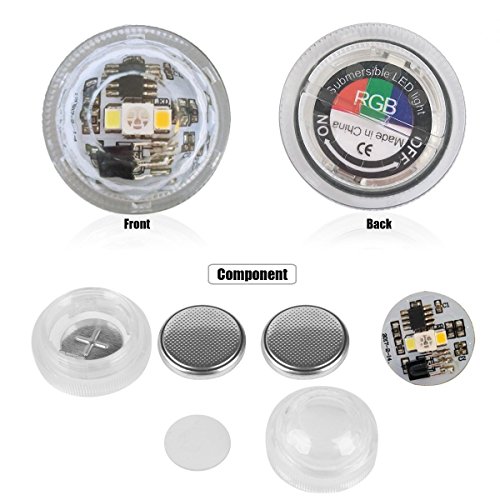 Sxstar 12pcs Submersible LED Lights,Waterproof Underwater Lights,Battery Powered RGB Colour Changing Tea Lights with IR Remote Control for vase, bowls, aquarium and party decoration