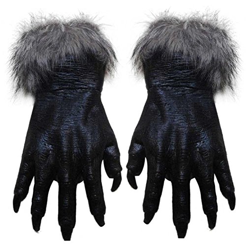 Genluna Werewolf Wolf Paws Gloves Creepy Hairy Gloves for Halloween Party Cosplay