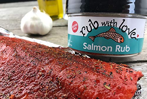 Rub with Love Salmon Rub Seasoning (3.5 oz.) All-Natural Herbs and Spices | Classic Dry Rub for Fish, Chicken, Pork, or Steak | Rich, Smoky Flavor