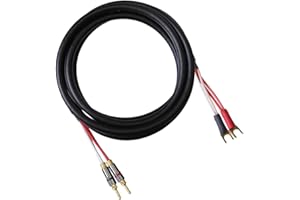 Blue Jeans Cable Canare 4S11 Speaker Cable, with Ultrasonically-Welded Conventional (Non-Bi-Wire) Terminations, (One Cable - for one Speaker); Assembled in The USA (6 Foot, Black, Bananas to Spades)