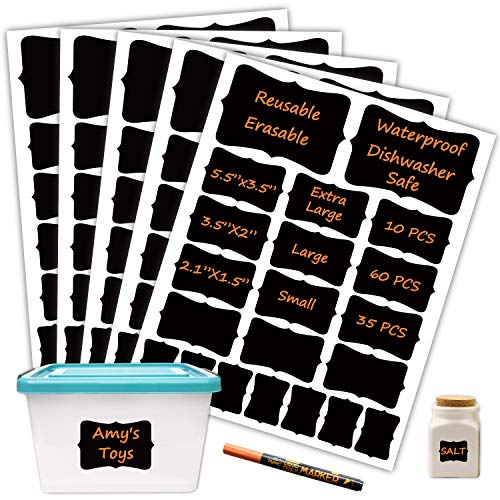 105 Premium Chalkboard Labels Bulk with neon Bright Liquid Chalk Marker Dishwasher Safe Mason