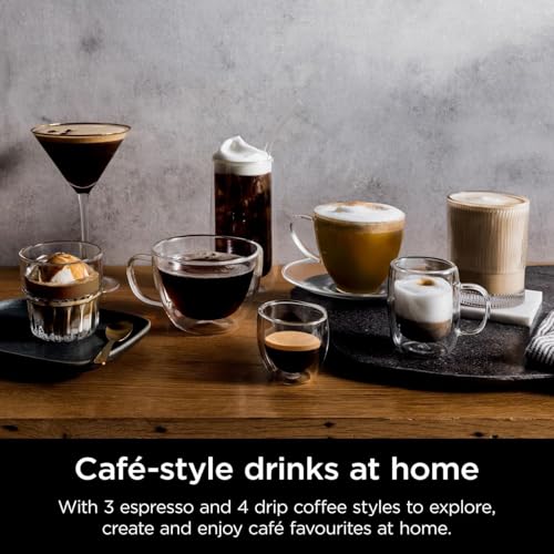Ninja Luxe Premier ES601UK 3-in-1 Coffee Maker with Grinder and Frother for Latte, Cappuccino, Cold Brew & Espresso, Easy to Use, 4 Presets for Frothing, Silver, 2 Years Warranty