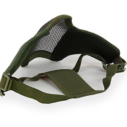 YASHALY Tactical Airsoft Mask Adjustable Outdoor Strike Camouflage Protective Metal Mesh Half Face Mask For CS/Hunting/Paintball/Shooting (MA-42-09, Adjustable) - Thumbnail 5