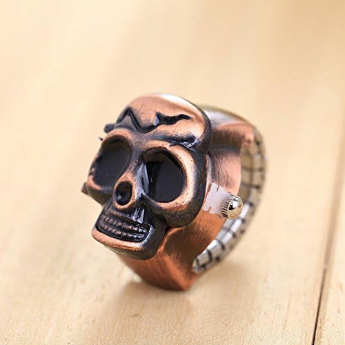 Unisex Finger Skull Ring Watch Vintage Clamshell Watch Pirate Skull Design Retro flip Woman Gift Antique Fashion