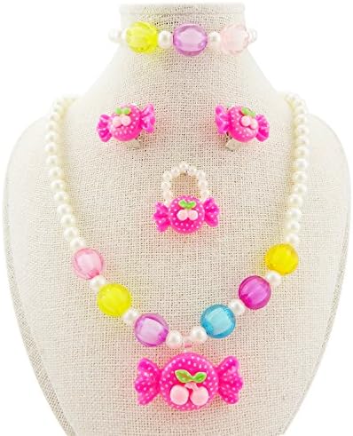 Kid Jewelry Set Necklaces for girls Necklaces for baby Toddler Necklace Jewelry for Baby Girl Jewelry Candy Earrings Ring Necklace Bracelet Set