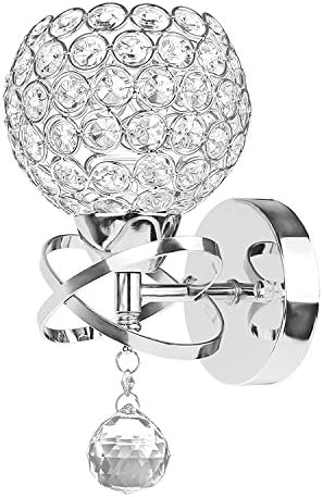 LED Wall Lamp Sunsbell Modern Luxury Crystal Wall Light Chrome Finish Wall Sconce Lighting Fixture (Warm White)