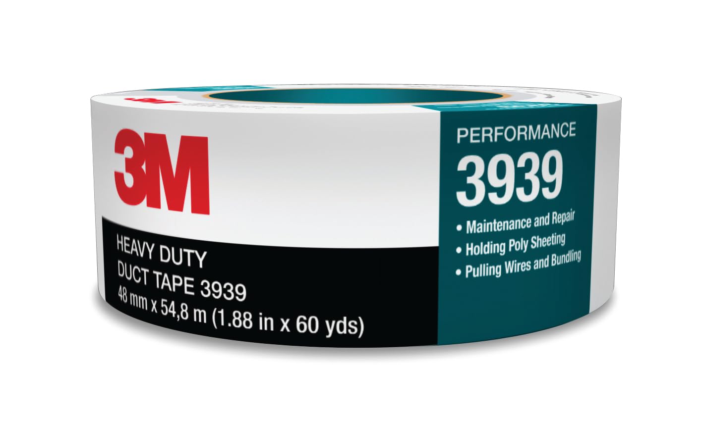 3M Heavy Duty Duct Tape 3939, Silver, 48 mm x 55 m