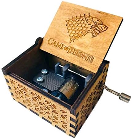 UspotUshop Game of Thrones Music Themed House of Stark Sigil Hand Cranked Collectible Engraved GOT Music Box Brown New Design