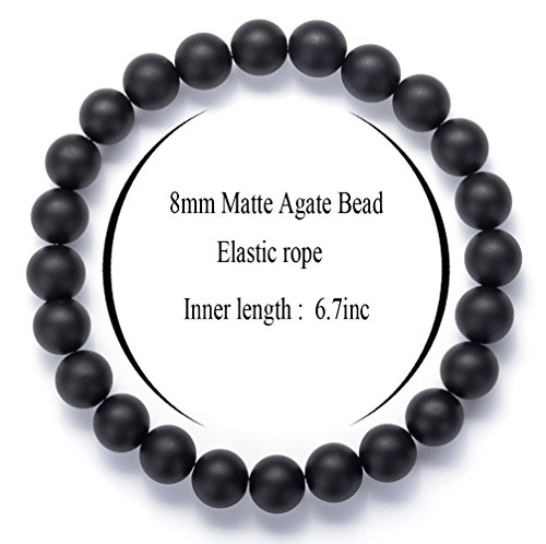 Hamoery Men Women 8mm Lava Rock Wrap Bracelet Braided Rope Natural Stone Stack Bracelet Bangle Set(Set 1)