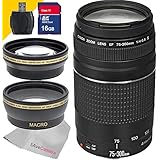 Canon EF 75-300mm f/4-5.6 III Lens with 16Gb SDHC Class 10 Memory Card, Wide Angle Lens, Telephoto Lens and More