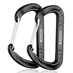 GEEKHOM 12KN Wiregate Carabiners -Rated 2697 Pounds, Lightweight D Shape Quickdraws for Hammocks, Traveling, Camping, Hiking - Clipping On Camping Accessories, Keychains (Set of 2, Black)