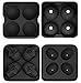 Ouddy 2 Pack Ice Ball Maker Skull Mold, Silicone Ice Cube Trays, Giant Black Skull & Round Ice Cube Maker with 2 Plastic Funnels for Whiskey Wine, Cocktails and Beverages