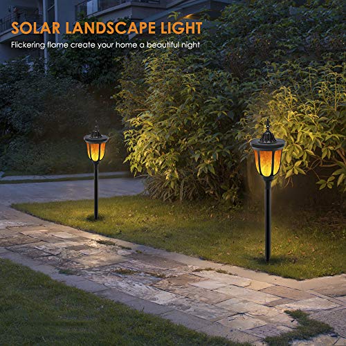 ALOVECO Solar Torch Lights, Waterproof Flickering Flames Torches Lights Solar Spotlights Outdoor Landscape Decoration Lighting Auto On/Off Security Torch Light for Garden Patio Yard (2Pack)