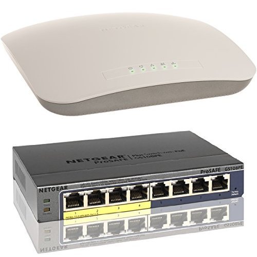 NETGEAR ProSAFE 3x3 Dual Band Selectable Wireless Access Point & 8-Port Gigabit Managed Switch 4 PoE Ports Bundle