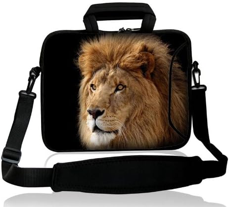 Lion Animal Style17"17.1" Inch Neoprene Waterproof Laptop Computer Messenger Bags Shoulder Bags Carrying Case Sleeve with Adjustable Shoulder Strap and Pocket for Laptop Accessories Compatible with Most of Macbook Acer Asus Dell Hp Lenovo Sony Toshiba for Men Laptop Bag