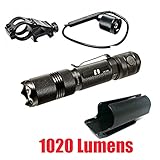 PowerTac E9 1020 Lumen LED Flashlight Weapon Kit with hard shell Holster includes LegionArms off-set Quick release mount and Remote pressure switch