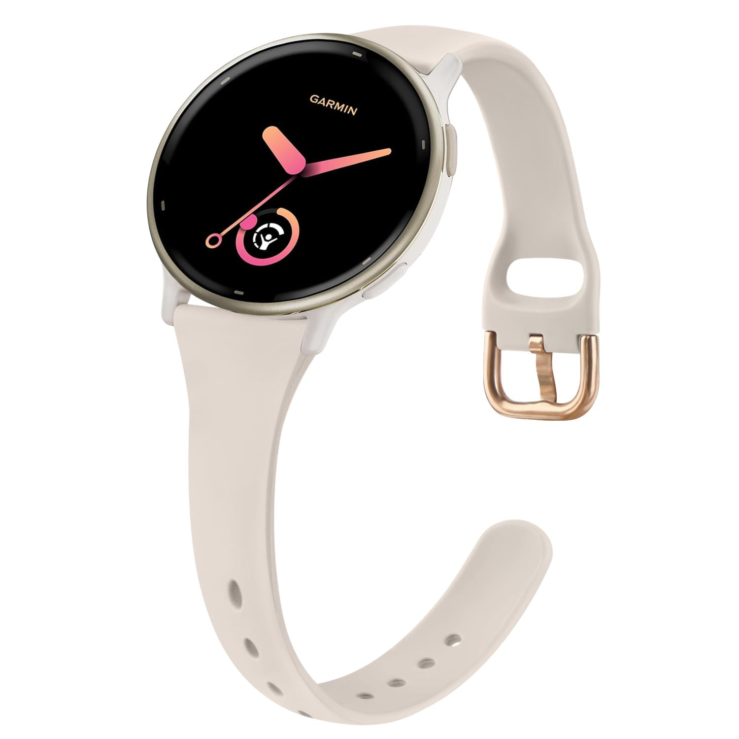 Slim Strap compatible with Garmin Vivoactive 5/Vivoactive 3/Forerunner 645/Forerunner 245 Strap, 20mm Soft Silicone Band for Garmin Vivoactive 3 Music/Vivomove 3/Forerunner 245/645 Music (Starlight)