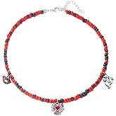 Halloween Beads Necklace for Women Funny Ghost Skull Necklace Scary Spider Black Cat Bats Witch Hat Charm Choker Necklace Costume Party Jewelry Gifts