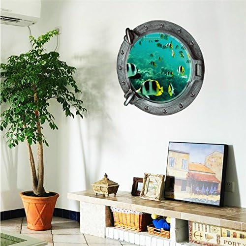 Jmhwall 45X45Cm Sea Lifes Submarine Portholes 3D Wall Stickers Home Decor Living Room Decals Removable