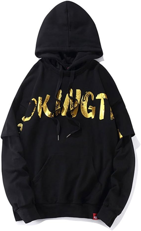 Amazon メンズ レディース パーカー17オウベイ人気秋冬 長袖スウェット パーカーフード付きファッション スポーティーコート カップル 稀少ピエロパーカ2カラー L 黒 金 トレーナー パーカー 通販