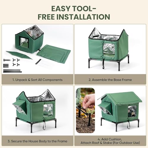 Cat House Weatherproof with Aluminum Film Insulation, All Season Insulated Cat Shelter for Stray & Feral Cats, Collapsible with Door, Easy to Assemble, Waterproof & Windproof Design for Yard(Grey)