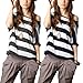 Allegra K Ladies Asymmetric Neckline Dolman Sleeve Stripe Top T Shirts
