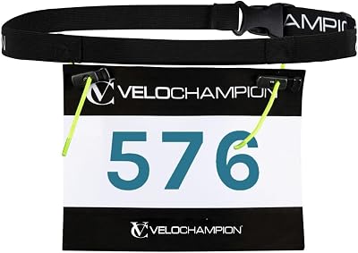VeloChampion Lightweight Running Belt Black L/XL No Pins Race Number Holder