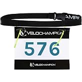 VeloChampion Triathlon Race Number Running Belt, Medium, 1 Pack | Fully Adjustable, Lightweight &amp; Elasticated Bounce Free Marathon Race Number Bib Belt for Men &amp; Women &ndash; No Pins Required