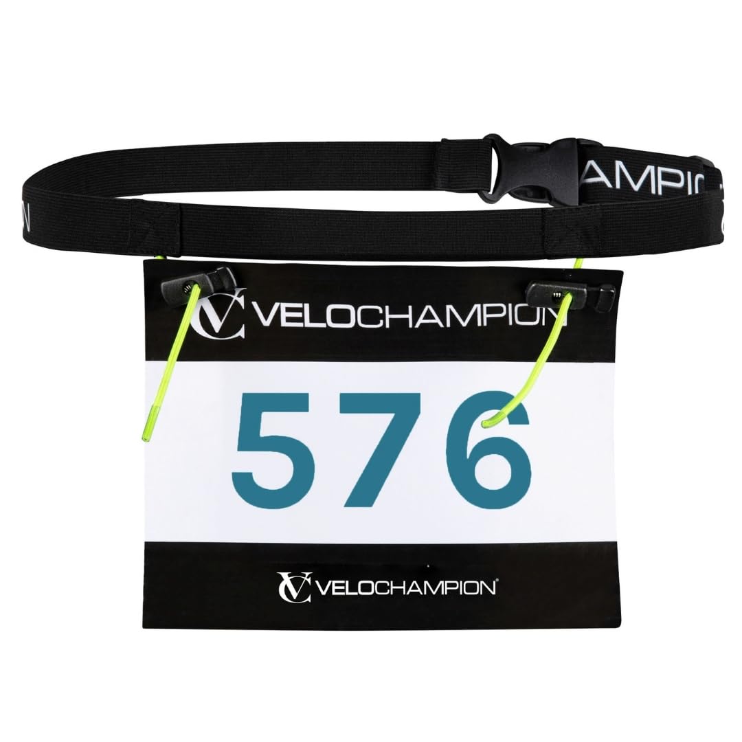 VeloChampion Lightweight Running Belt Waist Pack for Men Women - Elasticated Stretch Fit Race Number Holder - No Pins - 3 Sizes - Run. Triathlon. Cycle. Marathon. Jogging (1, Medium)