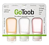 humangear GoToob 1.25 oz - 3 Pack Assorted Colors,One Size,Orange/Clear/Red
