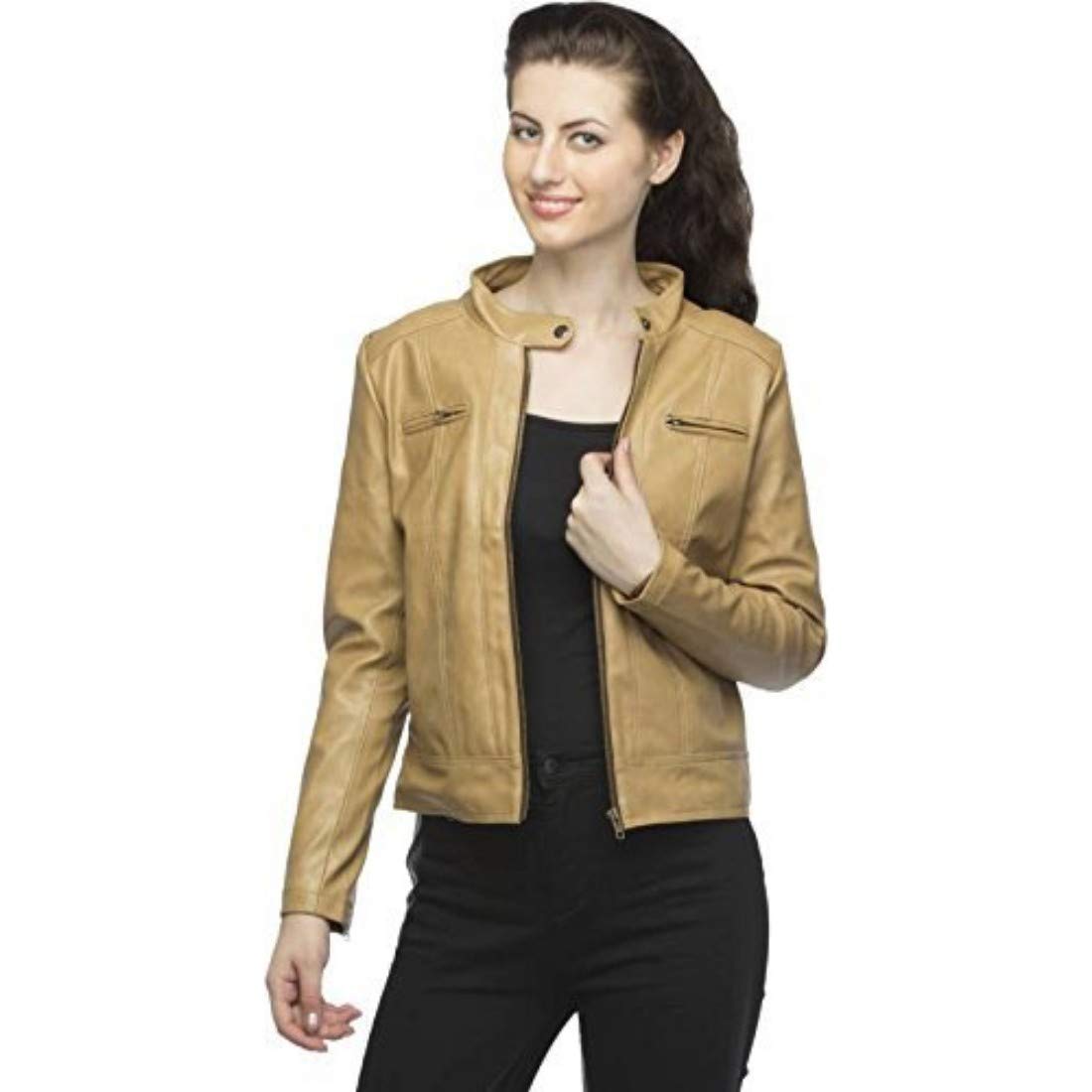 aaa girlsshopping.co.in full sleeve pu leather fashionable jacket for women | girls