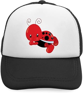 Amazon Com Summer Kids Trucker Hat Ladybug Bugs Polyester Boys Girls Sun Toddler Caps Black Design Only Adjustable Clothing