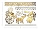Terra Tattoos Gold Metallic Temporary Tats 75+ Geometric Henna Designs Butterflies, Elephants, Flowers Waterproof Nontoxic Long Lasting Perfect for Beach, Festivals, & more! (Dawn)