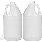 ljdeals Reusable Plastic Jugs 1 Gallon HDPE Plastic | 2 Pack, Ergonomic Handle, Child Resistant Lids, Food Safe, BPA Free, Le