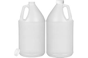 ljdeals 2 Pack 1 Gallon Reusable Plastic Jugs, Ergonomic Handle with Child Resistant Lids, Food Safe, BPA Free, Leak-Resistant, HDPE Plastic Container for Water, Liquids and more, Made in USA