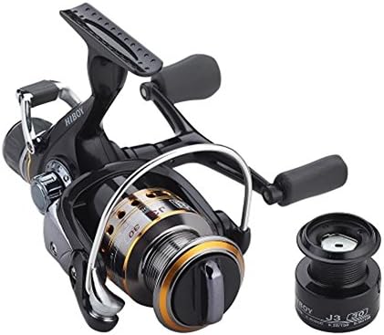 Carp Spinning Fishing Reels Left/Right Handle Metal Spool, 9+1BB, Stainless steel Shaft Rear Drag Wheel 1 Spare Plastic Spool (2000 series)