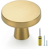 Ravinte 30 Pack Solid Knobs Kitchen Cabinet Round Pulls Dresser Handles Gold Cupboard Hardware Brushed Brass Door Drawer Knob