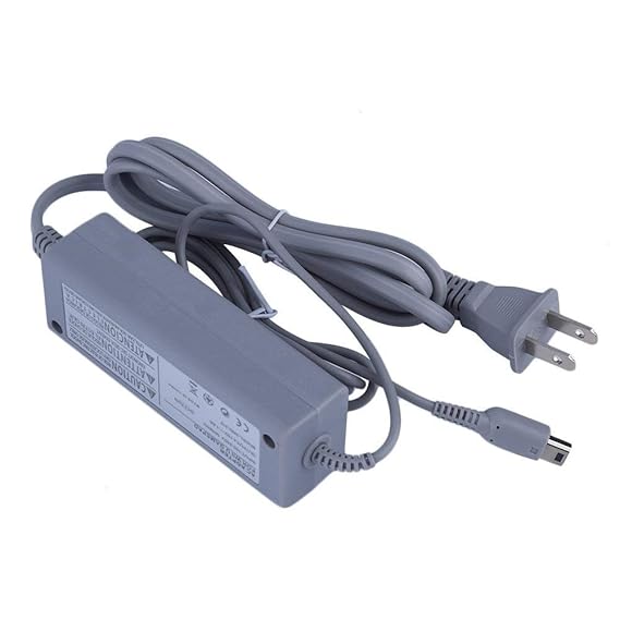Manalada Wechselstrom-Wechselstromversorgungskabel US-Stecker für Nintendo Wii U Gamepad grau